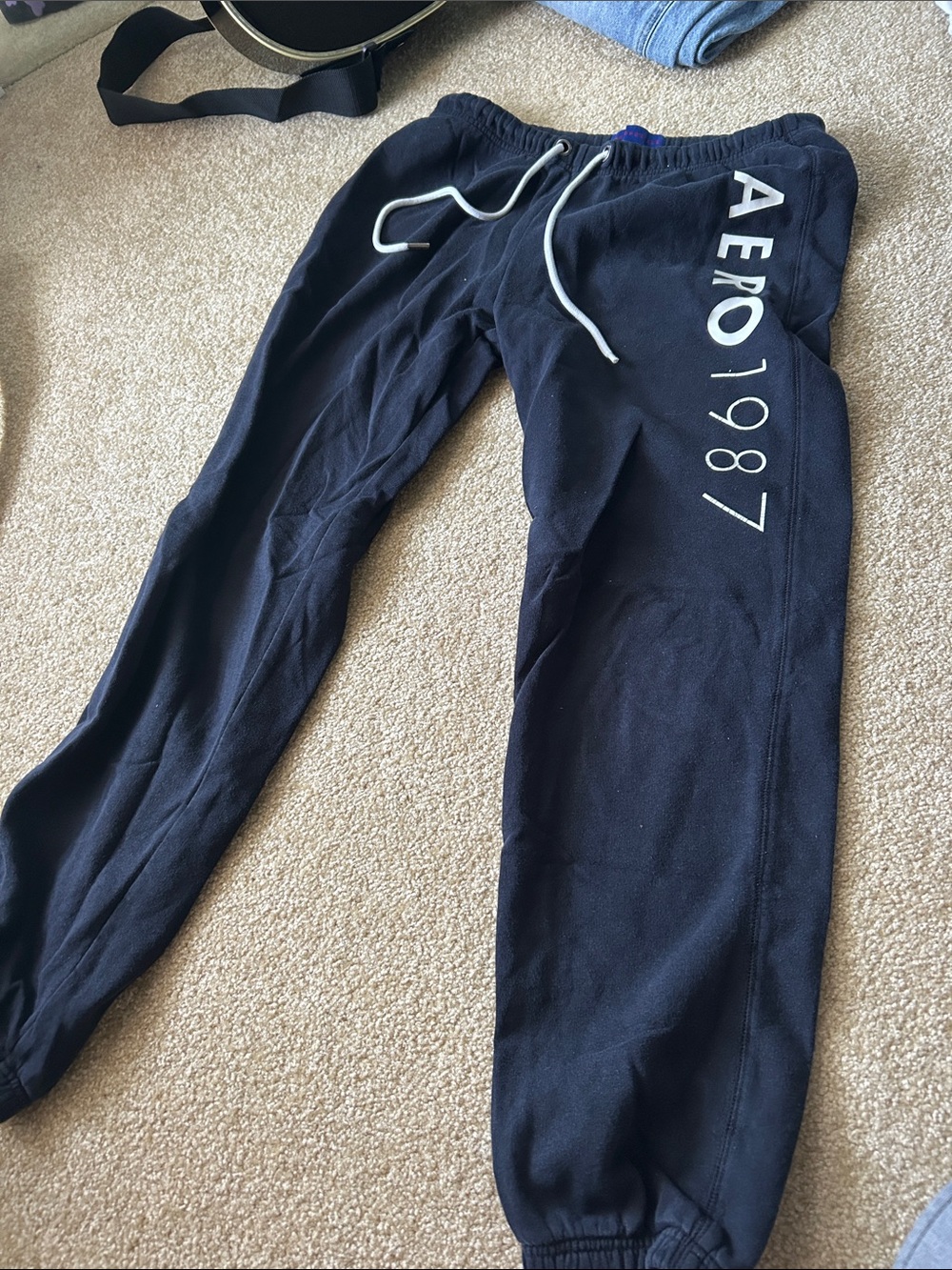 Aeropostale Navy Blue Kids Jogger Sweatpants with Side Logo
